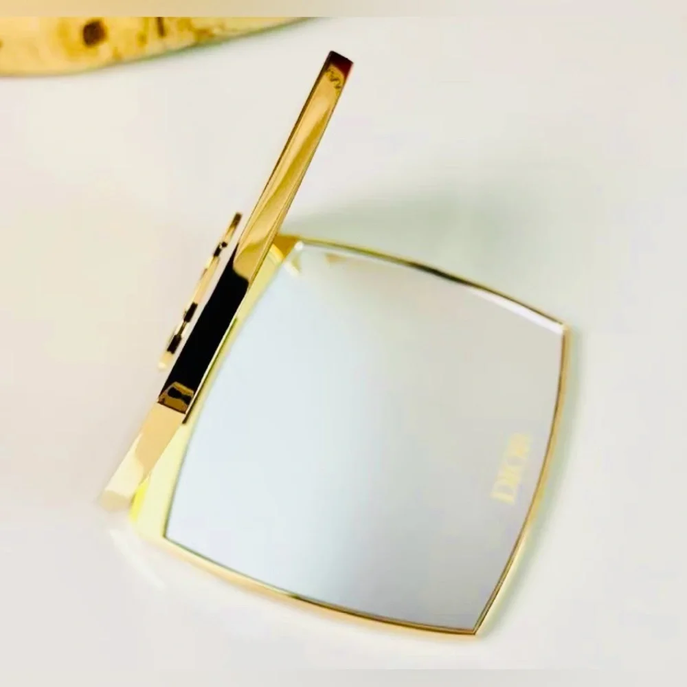 Christian Dior Gold Compact Mirror Dual Compact Mirror Heavy Metal Travel